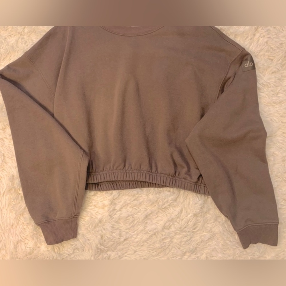 ALO YOGA DEVOTION CREW NECK PULLOVER | COCOA | LARGE
